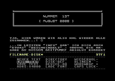 Screenshot Ausgabe 137 – August 2005